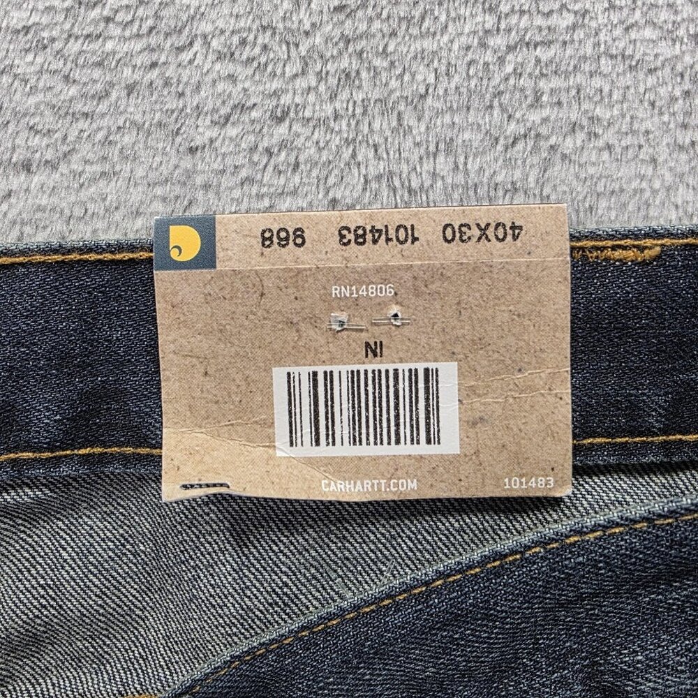 Carhartt Holter Jeans Mens 40x30 Blue Relaxed Fit Straight Leg Workwear 101483 - Picture 5 of 11